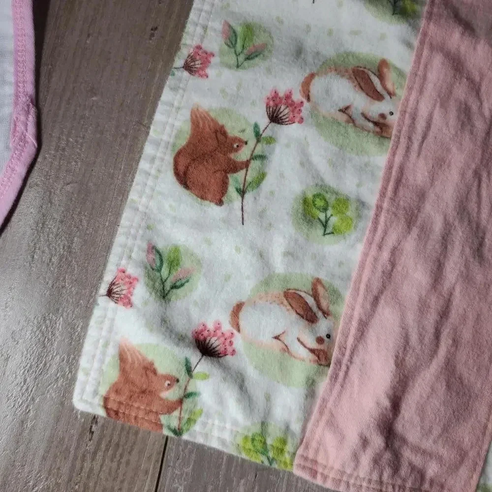 Ideal Baby Girl Pink and Green Bib and Burp Cloth Bundle 2 Pieces NWOT
